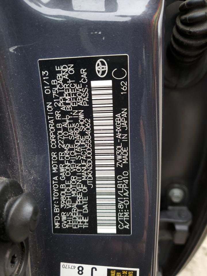 2013 Toyota Prius VIN: JTDKN3DU0D5584062 Lot: 54830005
