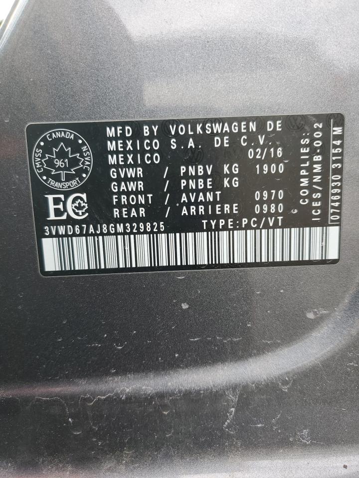2016 Volkswagen Jetta Se VIN: 3VWD67AJ8GM329825 Lot: 52102655