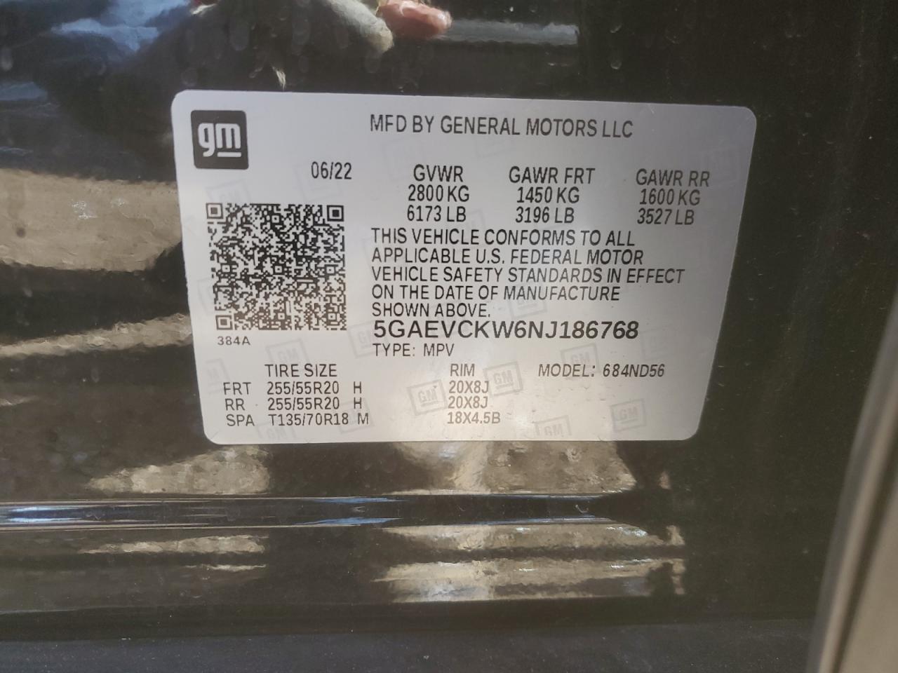 2022 Buick Enclave Avenir VIN: 5GAEVCKW6NJ186768 Lot: 52161975