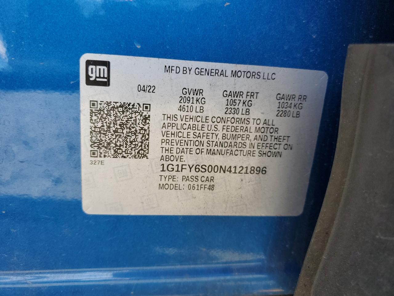 2022 Chevrolet Bolt Euv Lt VIN: 1G1FY6S00N4121896 Lot: 52819095