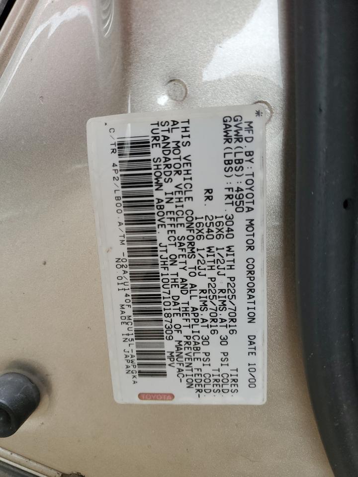 2001 Lexus Rx 300 VIN: JTJHF10U710187309 Lot: 52414145