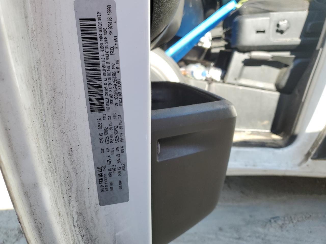 2019 Ram Promaster 3500 3500 High VIN: 3C6URVJG4KE551386 Lot: 53099265