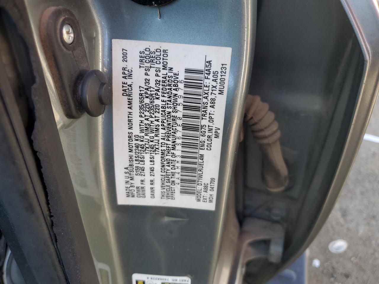 2007 Mitsubishi Endeavor Se VIN: 4A4MM31S67E075976 Lot: 54452315