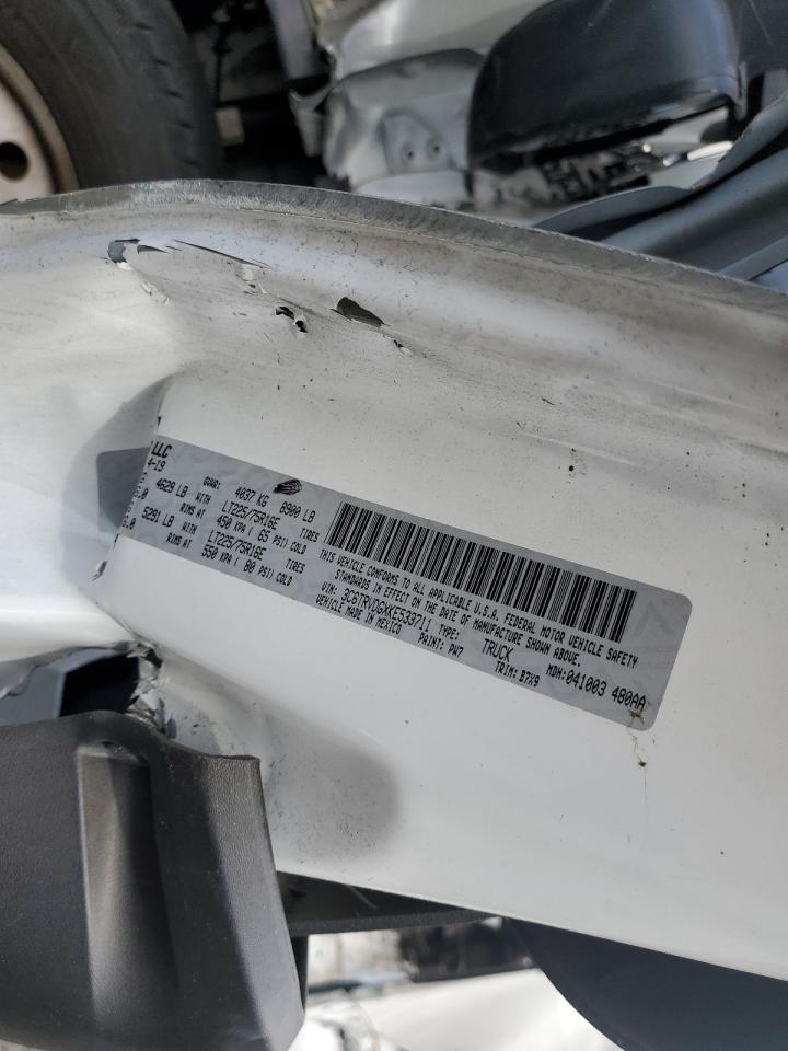 2019 Ram Promaster 2500 2500 High VIN: 3C6TRVDGXKE533711 Lot: 53782915