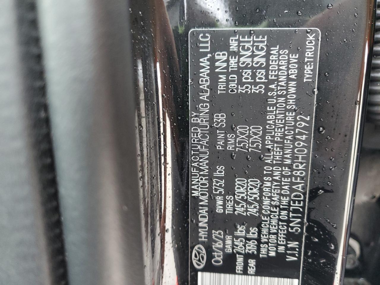 2024 Hyundai Santa Cruz Limited VIN: 5NTJEDAF8RH094792 Lot: 51674035
