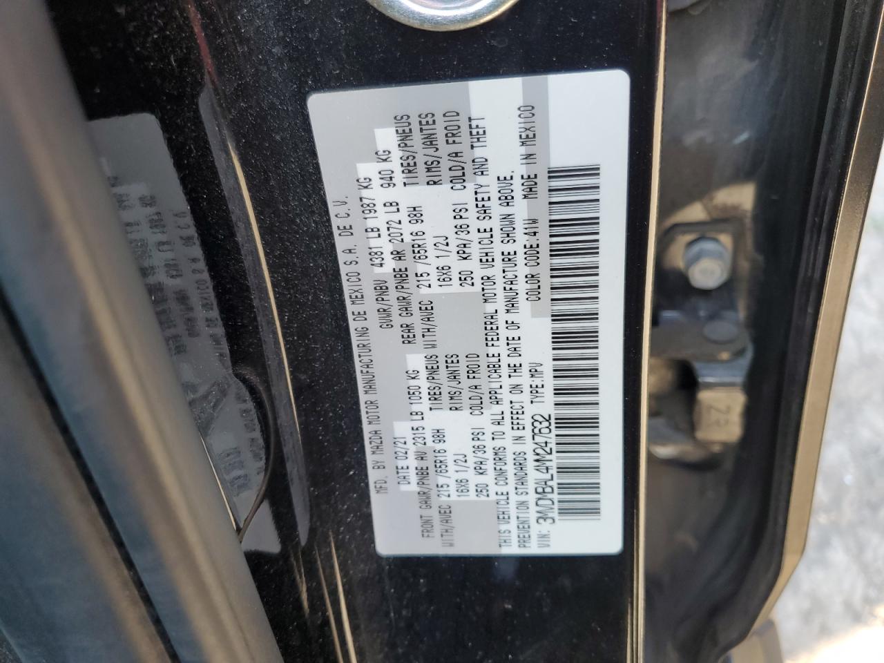 2021 Mazda Cx-30 VIN: 3MVDMBAL4MM247632 Lot: 50887185