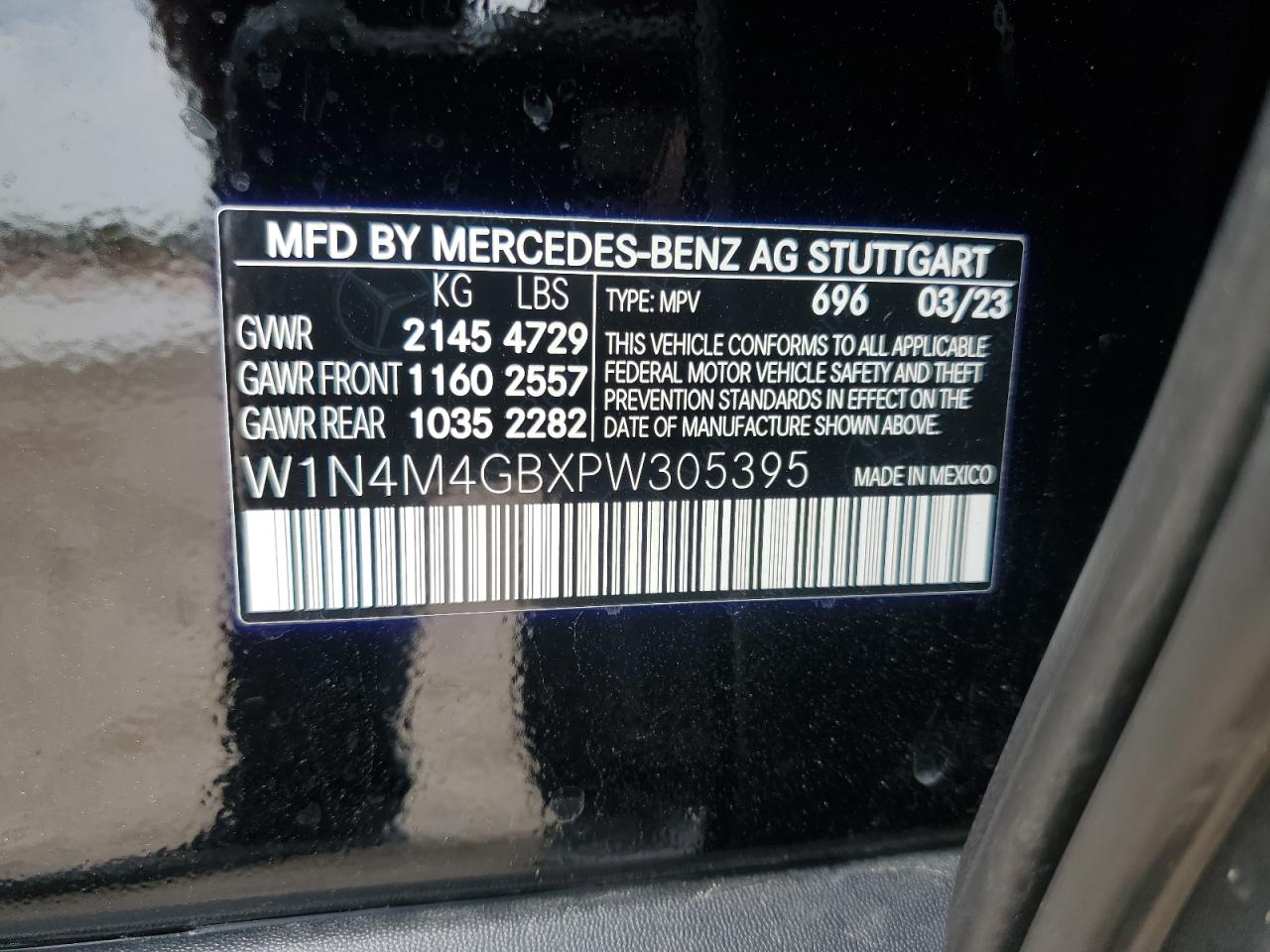 2023 Mercedes-Benz Glb 250 VIN: W1N4M4GBXPW305395 Lot: 54358855