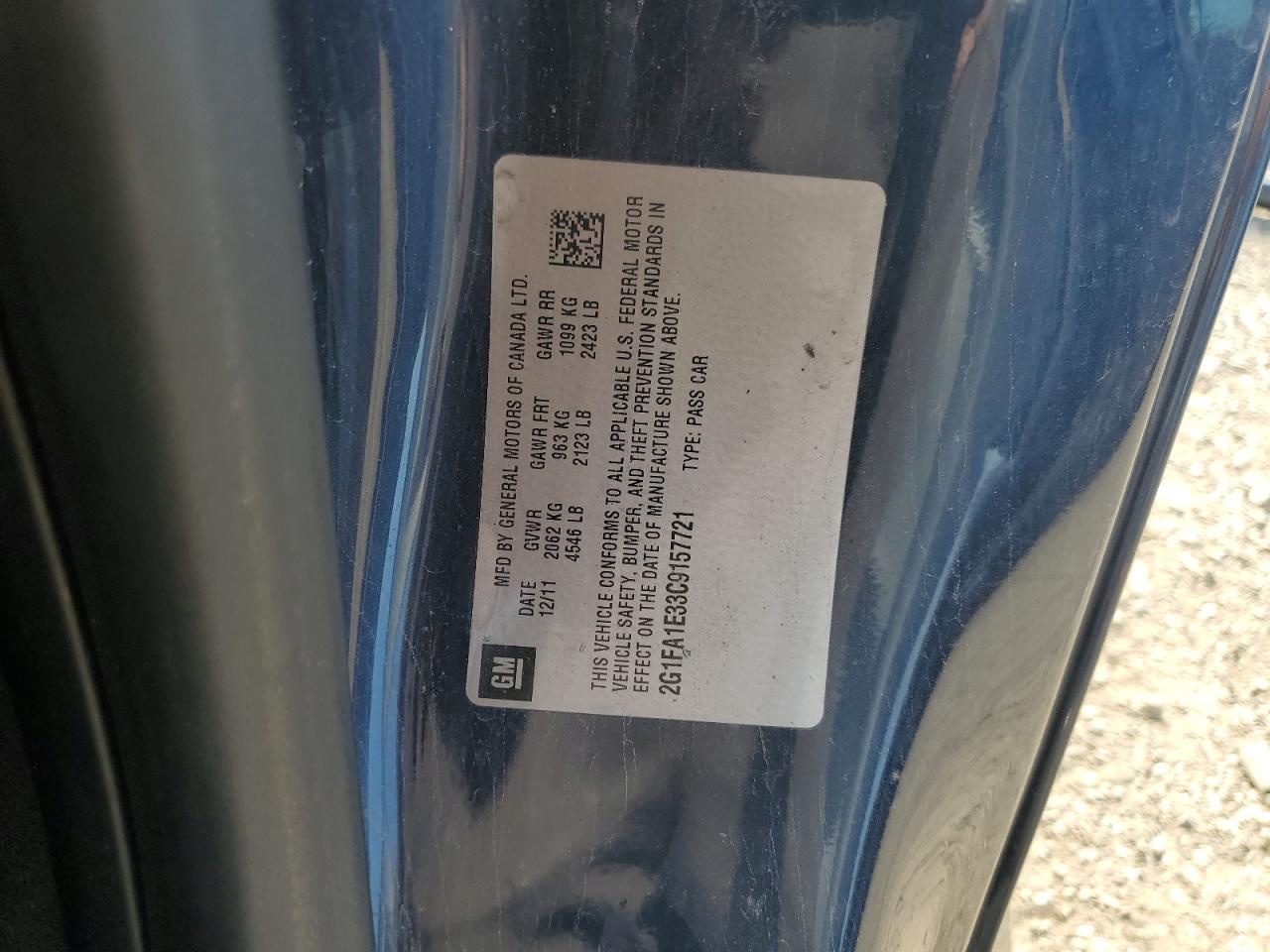 2012 Chevrolet Camaro Ls VIN: 2G1FA1E33C9157721 Lot: 53871815