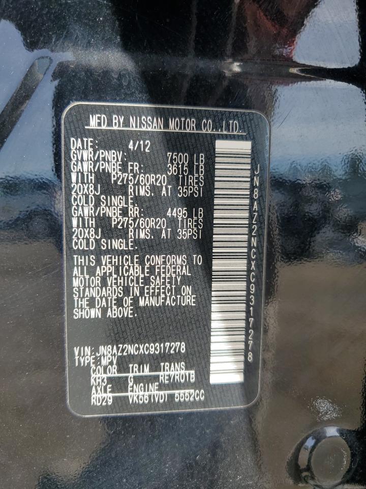 2012 Infiniti Qx56 VIN: JN8AZ2NCXC9317278 Lot: 55125325