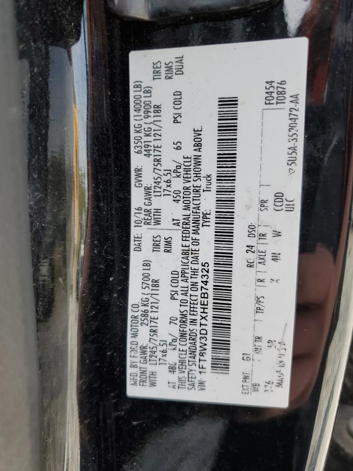 2017 Ford F350 Super Duty VIN: 1FT8W3DTXHEB74325 Lot: 50989925