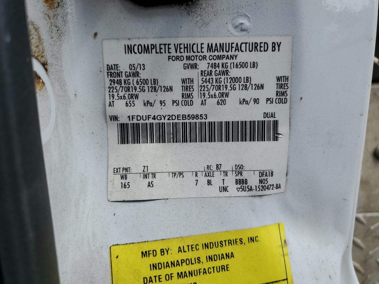 2013 Ford F450 Super Duty VIN: 1FDUF4GY2DEB59853 Lot: 54349815