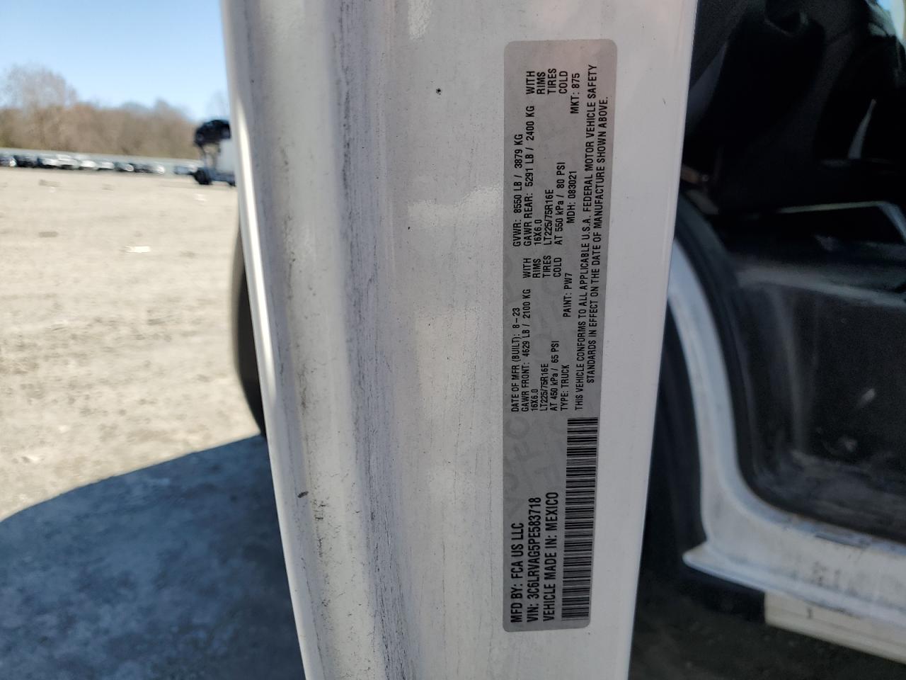 2023 Ram Promaster 1500 1500 Standard VIN: 3C6LRVAG5PE583718 Lot: 61881195