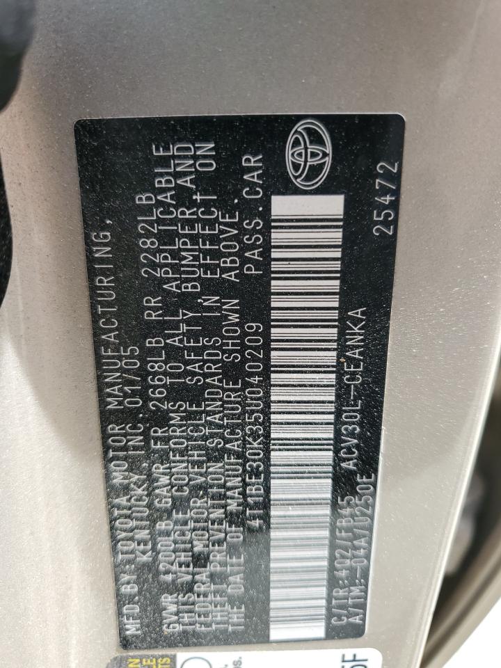 2005 Toyota Camry Le VIN: 4T1BE30K35U040209 Lot: 54211415
