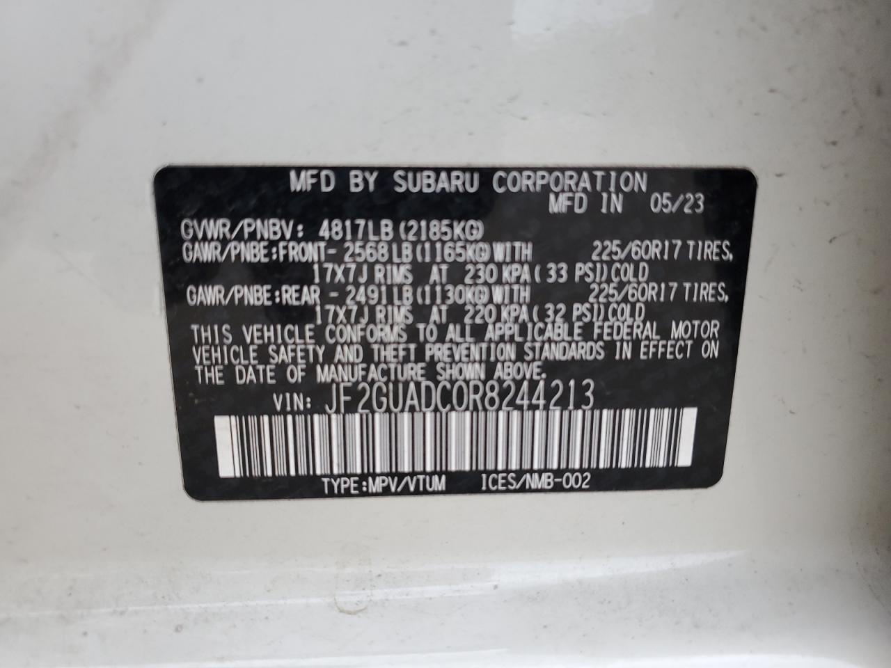 2024 Subaru Crosstrek Premium VIN: JF2GUADC0R8244213 Lot: 51628055