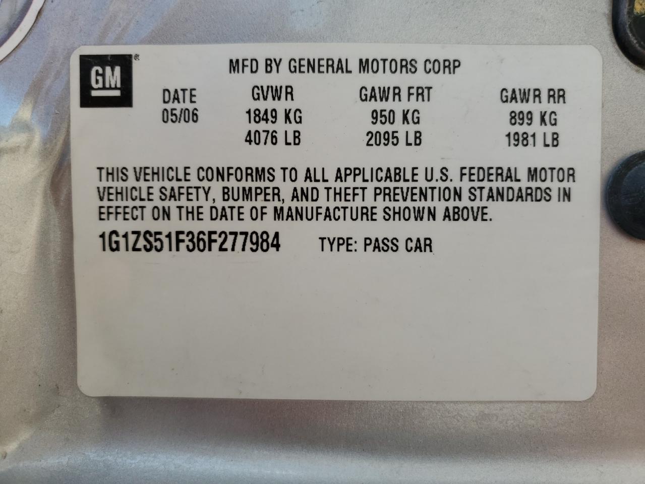 2006 Chevrolet Malibu Ls VIN: 1G1ZS51F36F277984 Lot: 54074285