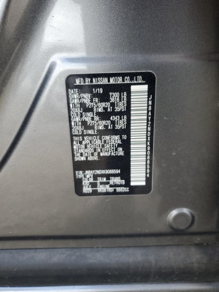 2019 Nissan Armada Sv VIN: JN8AY2NDXK9088594 Lot: 54011025