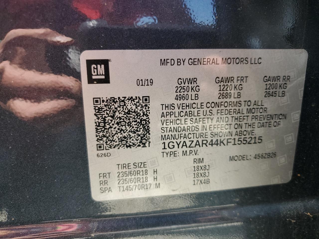 2019 Cadillac Xt4 Luxury VIN: 1GYAZAR44KF155215 Lot: 52931315