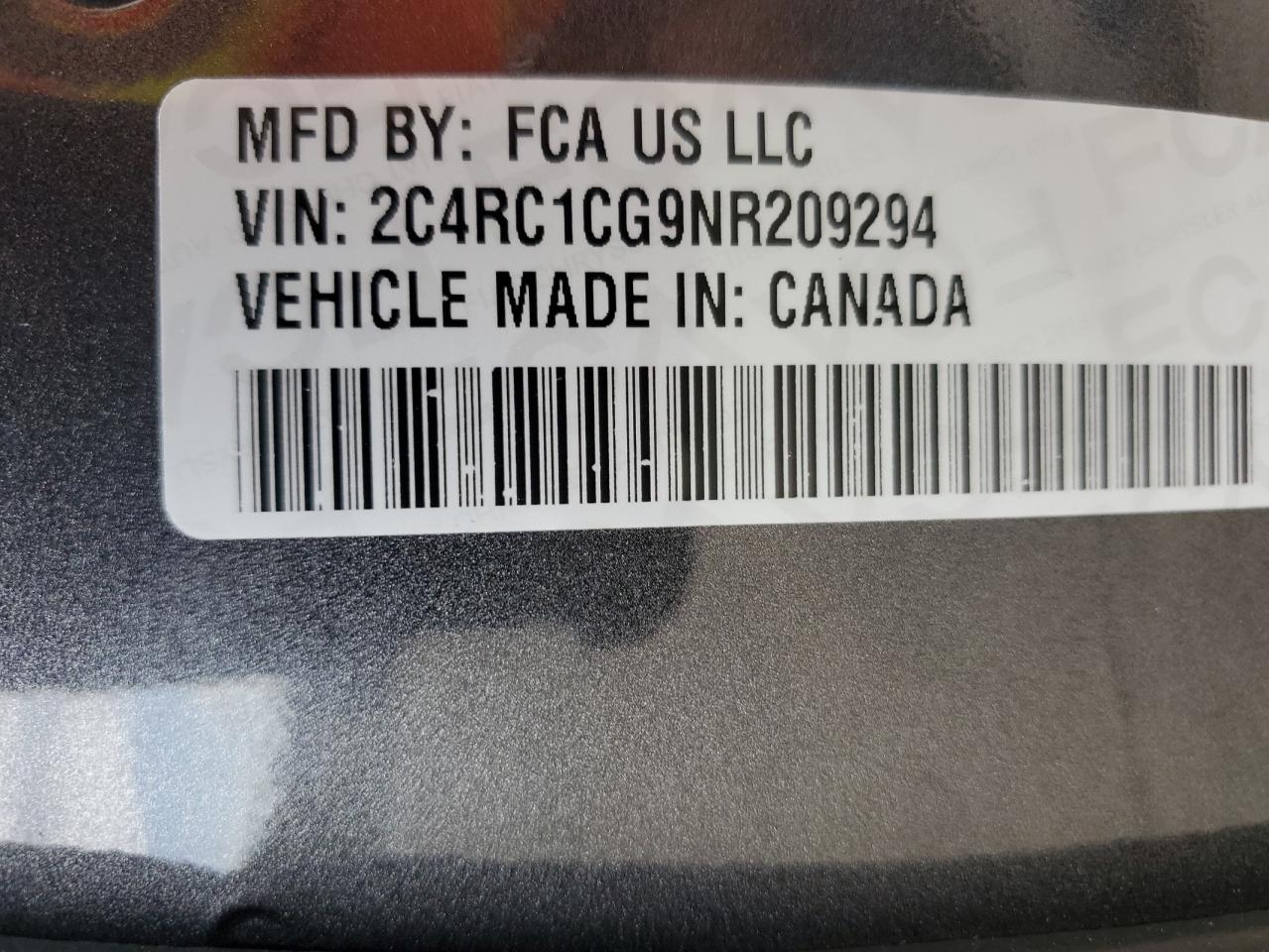 2022 Chrysler Voyager Lx VIN: 2C4RC1CG9NR209294 Lot: 54371295