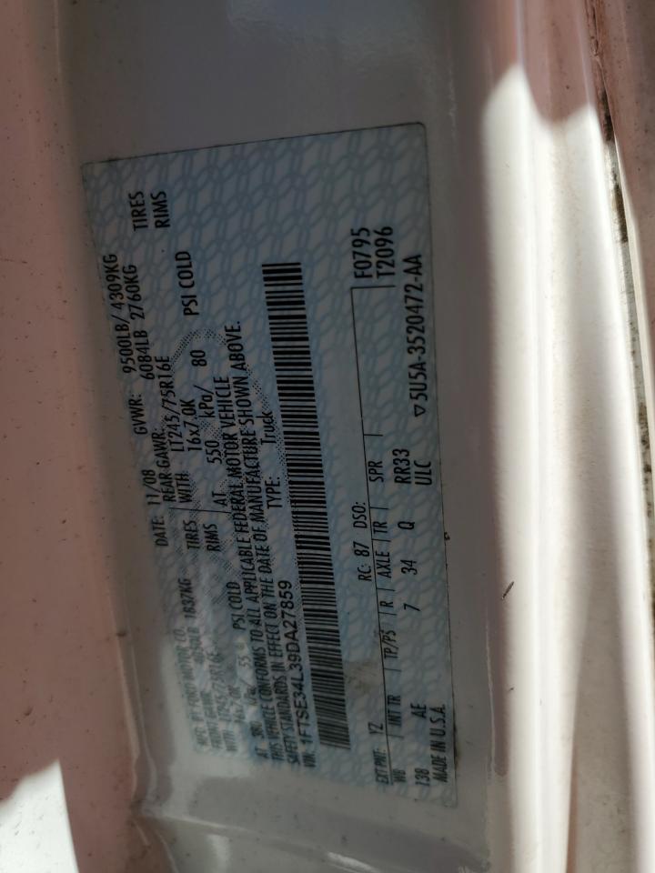 2009 Ford Econoline E350 Super Duty Van VIN: 1FTSE34L39DA27859 Lot: 54370915