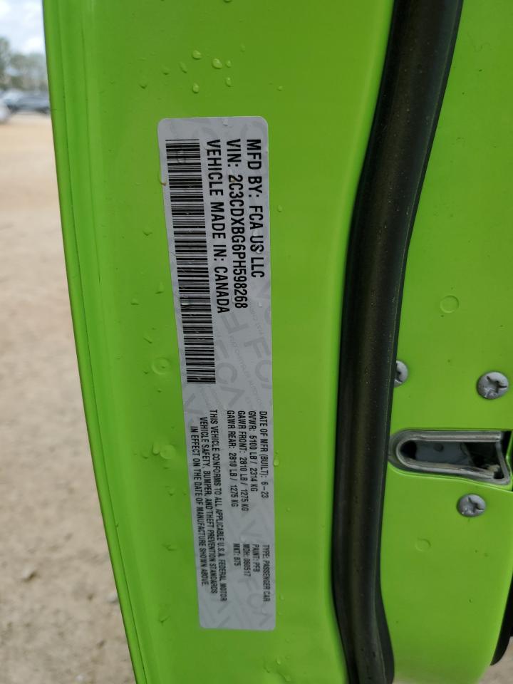2023 Dodge Charger Sxt VIN: 2C3CDXBG6PH598268 Lot: 51530335