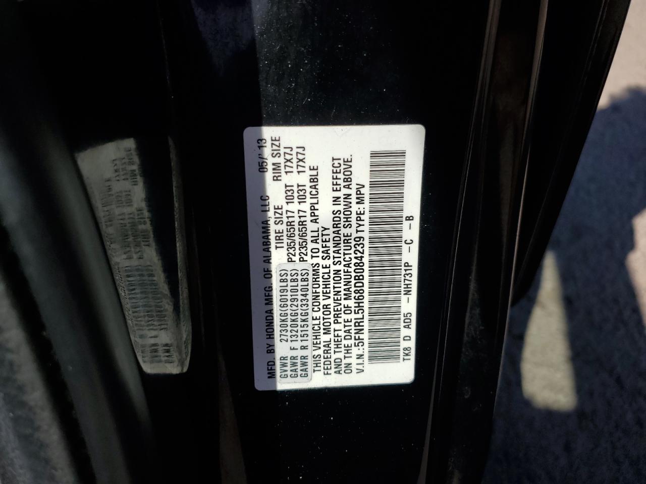 2013 Honda Odyssey Exl VIN: 5FNRL5H68DB084239 Lot: 54880345