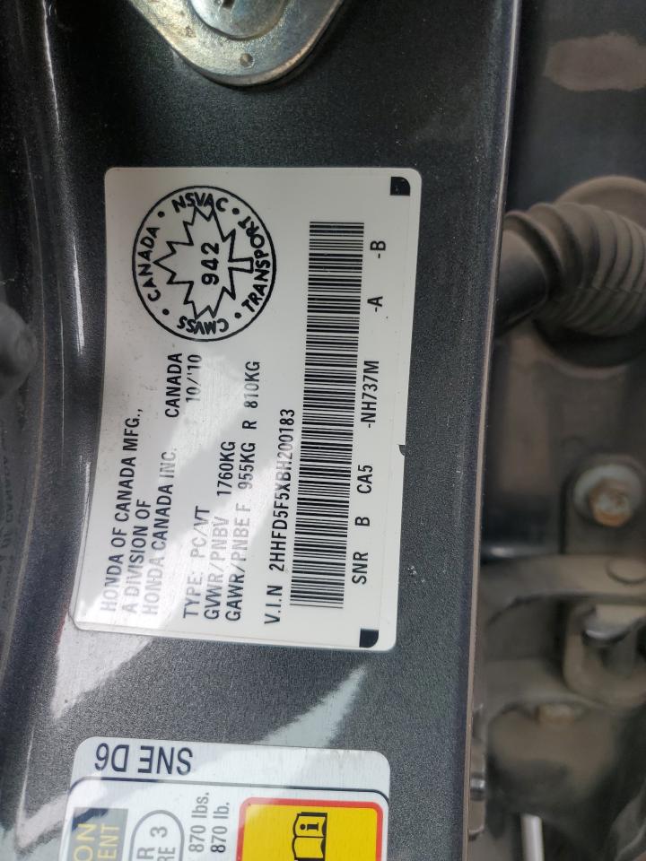 2011 Acura Csx VIN: 2HHFD5F5XBH200183 Lot: 54559445