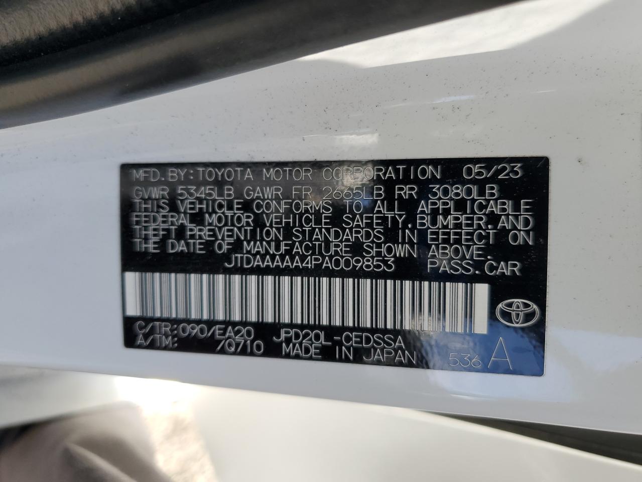 2023 Toyota Mirai Xle VIN: JTDAAAAA4PA009853 Lot: 51687695