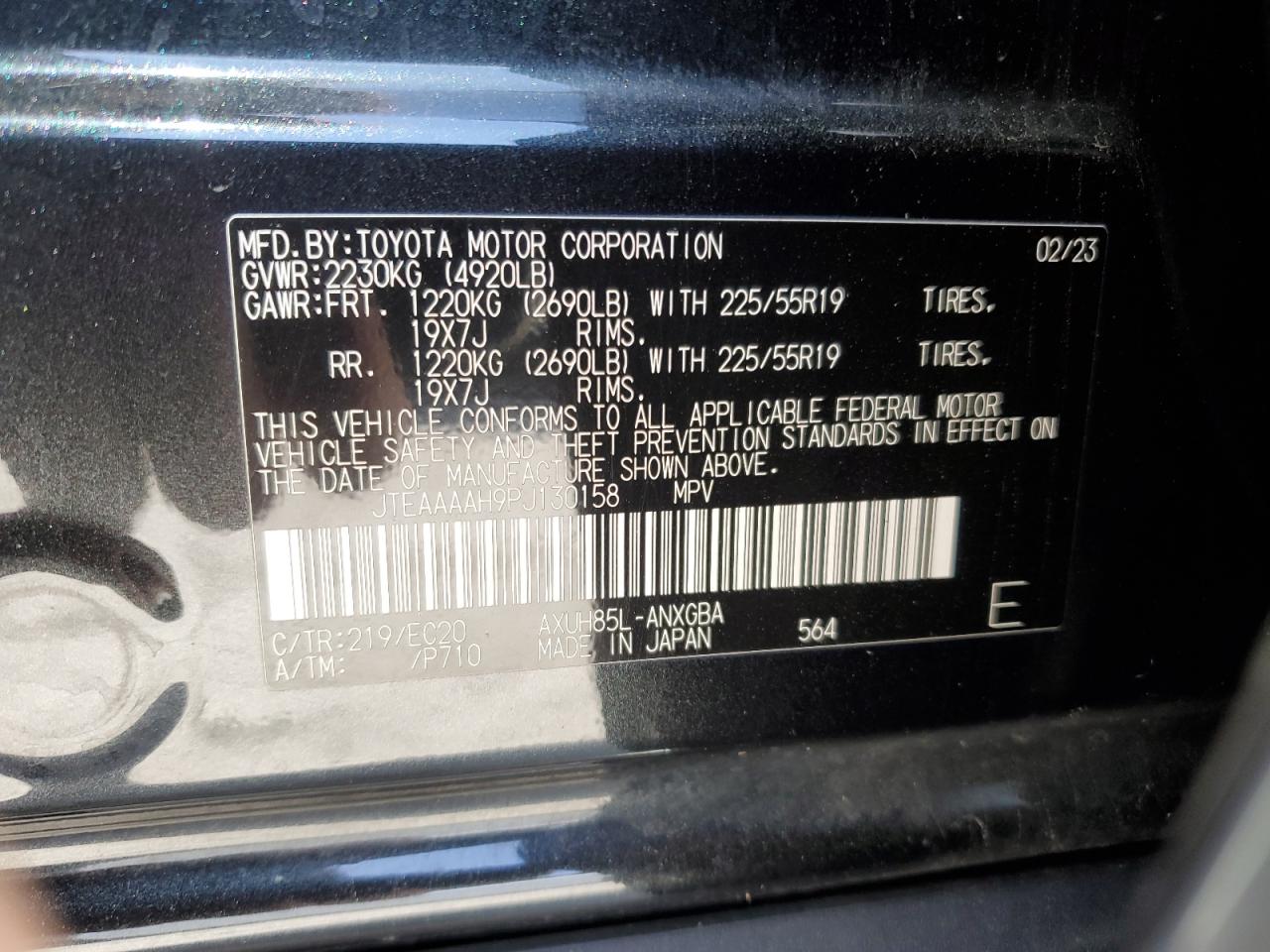 2023 Toyota Venza Le VIN: JTEAAAAH9PJ130158 Lot: 55053865