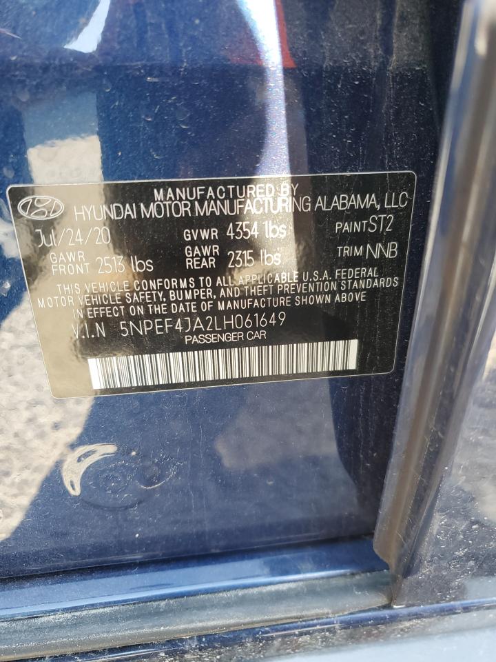 2020 Hyundai Sonata Sel VIN: 5NPEF4JA2LH061649 Lot: 52894495