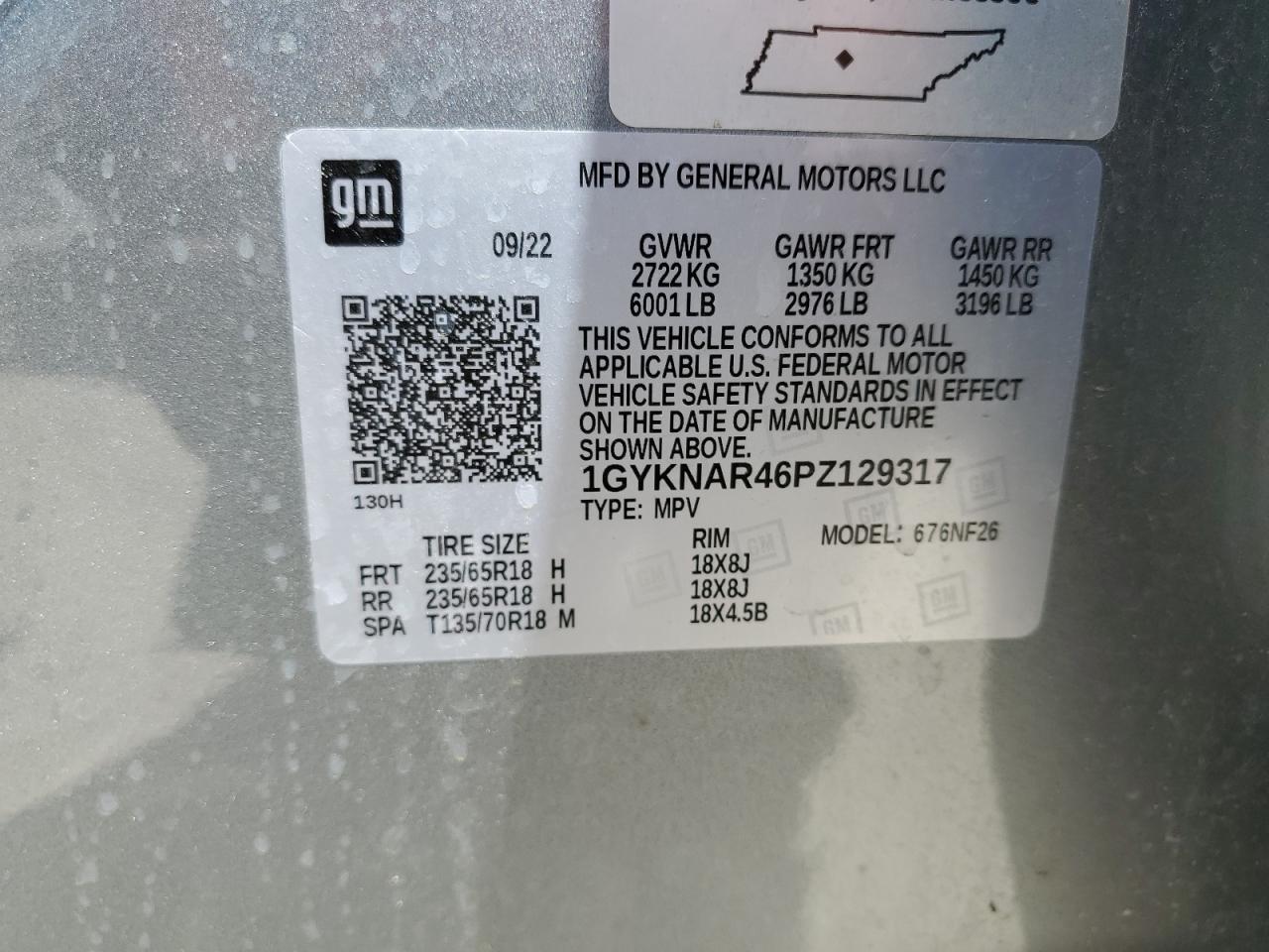 2023 Cadillac Xt5 Luxury VIN: 1GYKNAR46PZ129317 Lot: 53900465