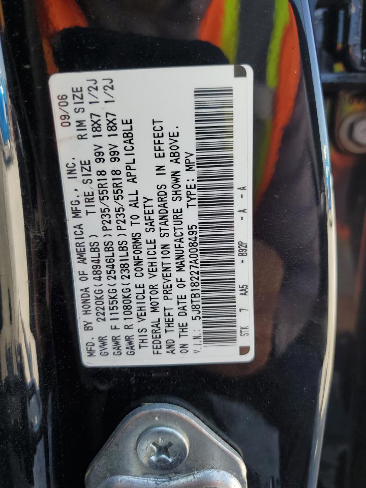 2007 Acura Rdx VIN: 5J8TB18227A008495 Lot: 50921745