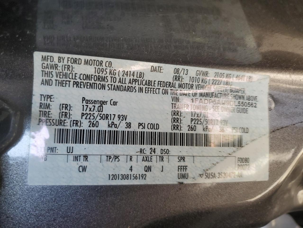 2013 Ford C-Max Se VIN: 1FADP5AU9DL550562 Lot: 51240695