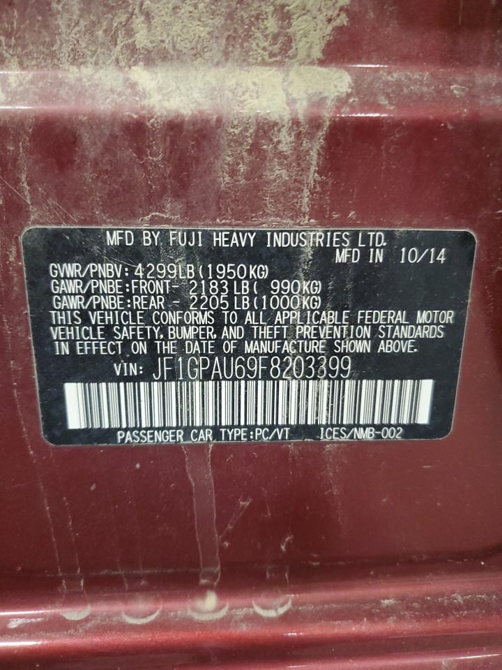 2015 Subaru Impreza Sport VIN: JF1GPAU69F8203399 Lot: 54492815