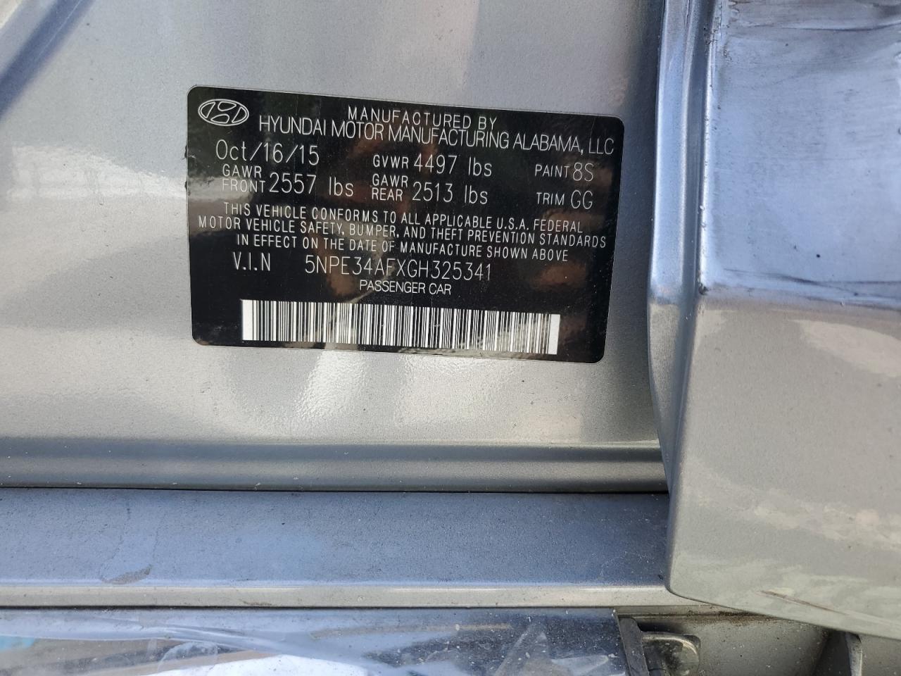 2016 Hyundai Sonata Sport VIN: 5NPE34AFXGH325341 Lot: 54572035