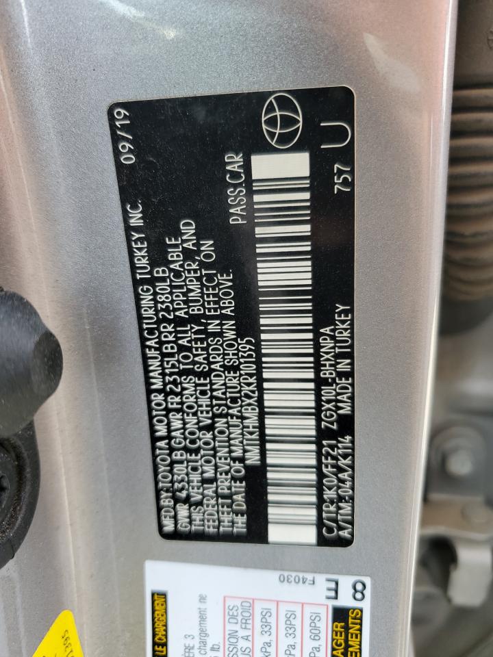 2019 Toyota C-Hr Xle VIN: NMTKHMBX2KR101395 Lot: 53957845