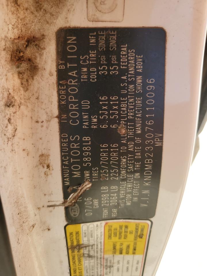 2007 Kia Sedona Ex VIN: KNDMB233076110096 Lot: 53802855