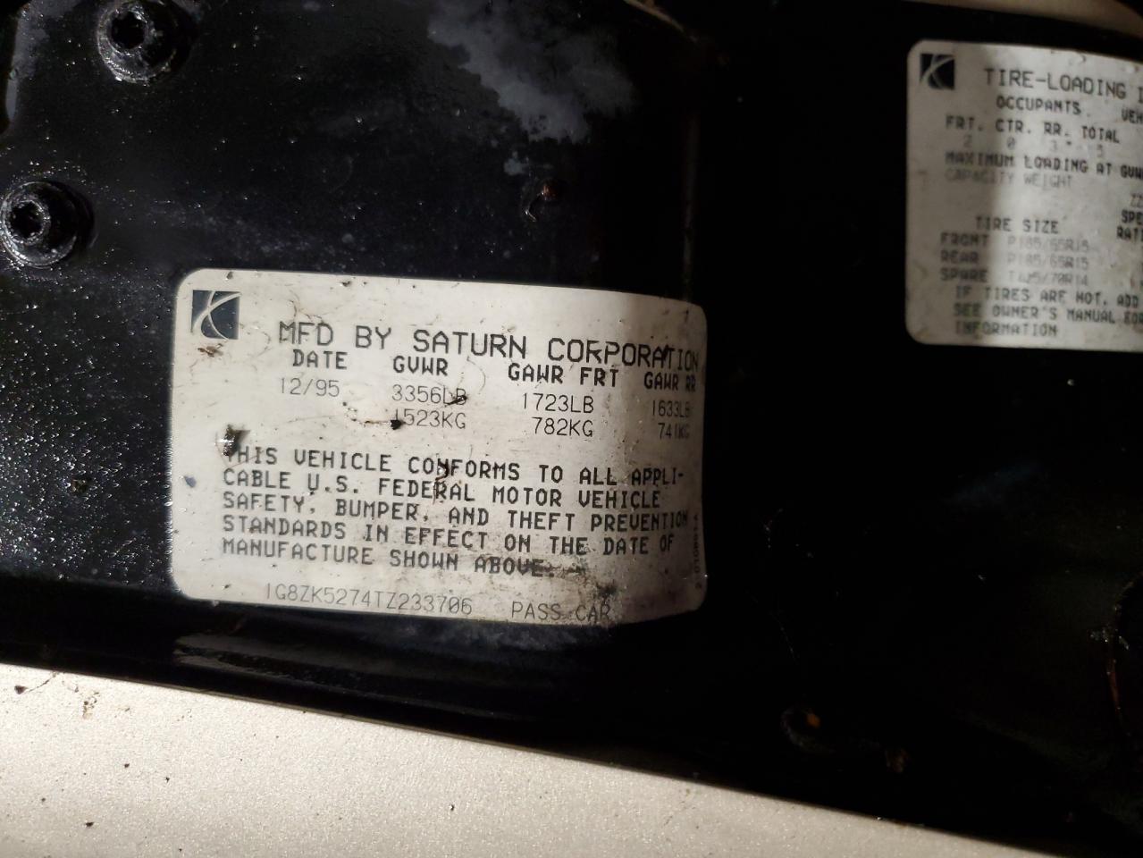 1996 Saturn S-Series VIN: 1GBZK5284TZ233706 Lot: 54247795