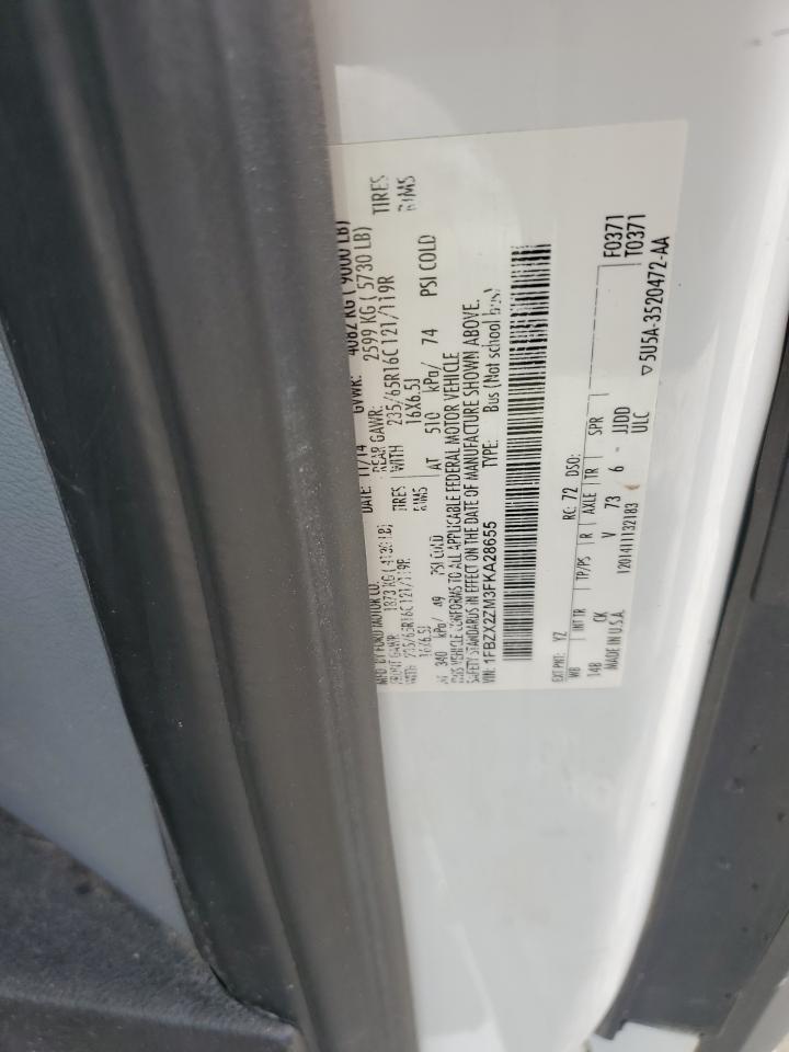 2015 Ford Transit T-350 VIN: 1FBZX2ZM3FKA28655 Lot: 52787995