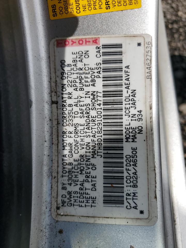 2001 Lexus Is 300 VIN: JTHBD182910014777 Lot: 51446285