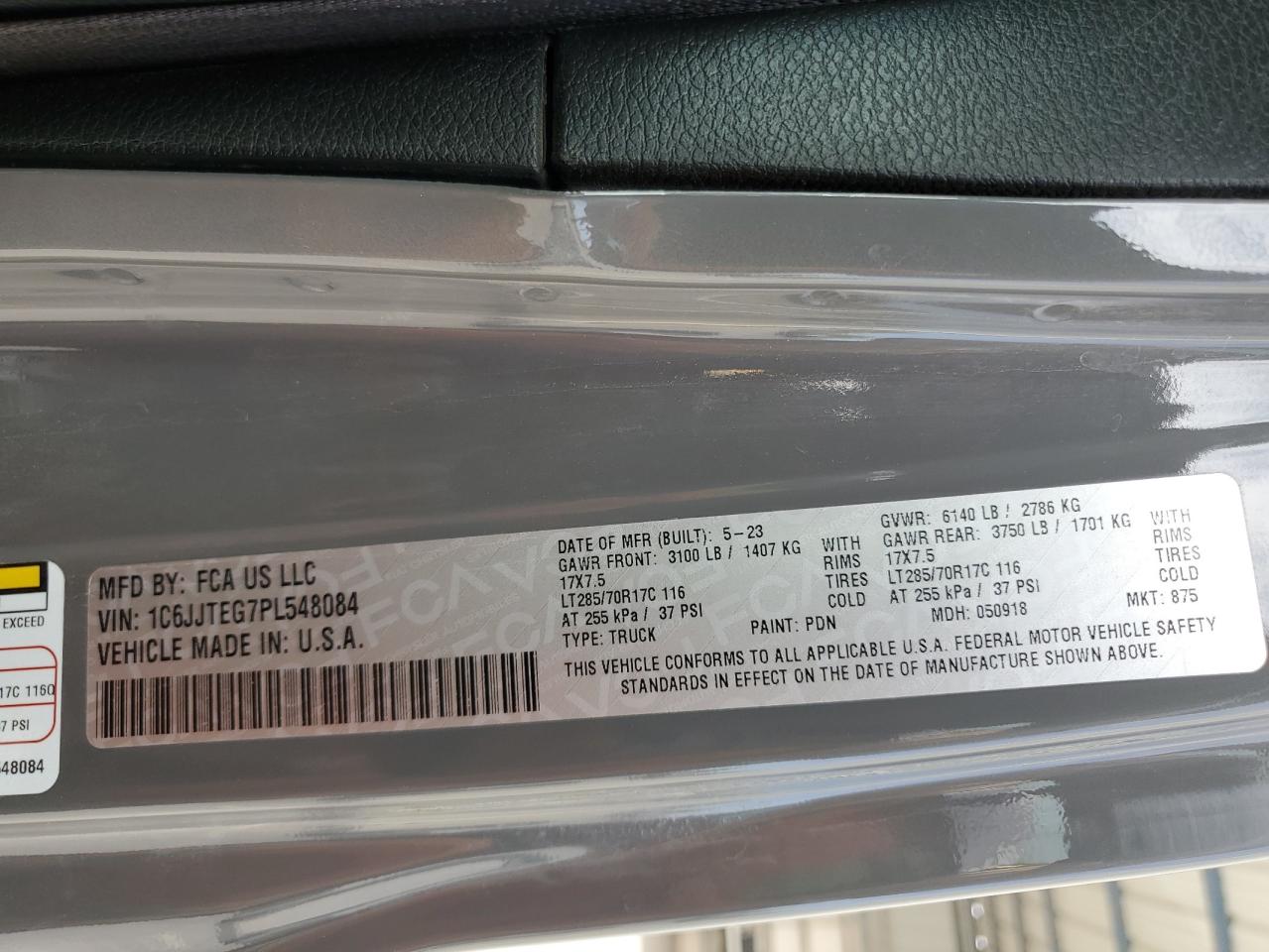 2023 Jeep Gladiator Mojave VIN: 1C6JJTEG7PL548084 Lot: 52827265