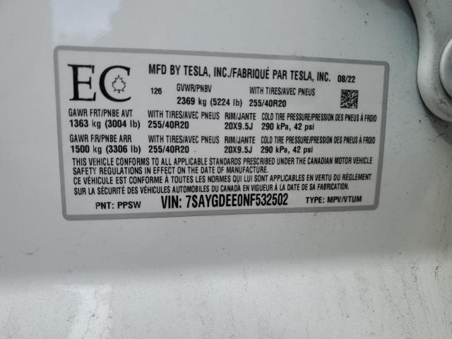 2022 TESLA MODEL Y 