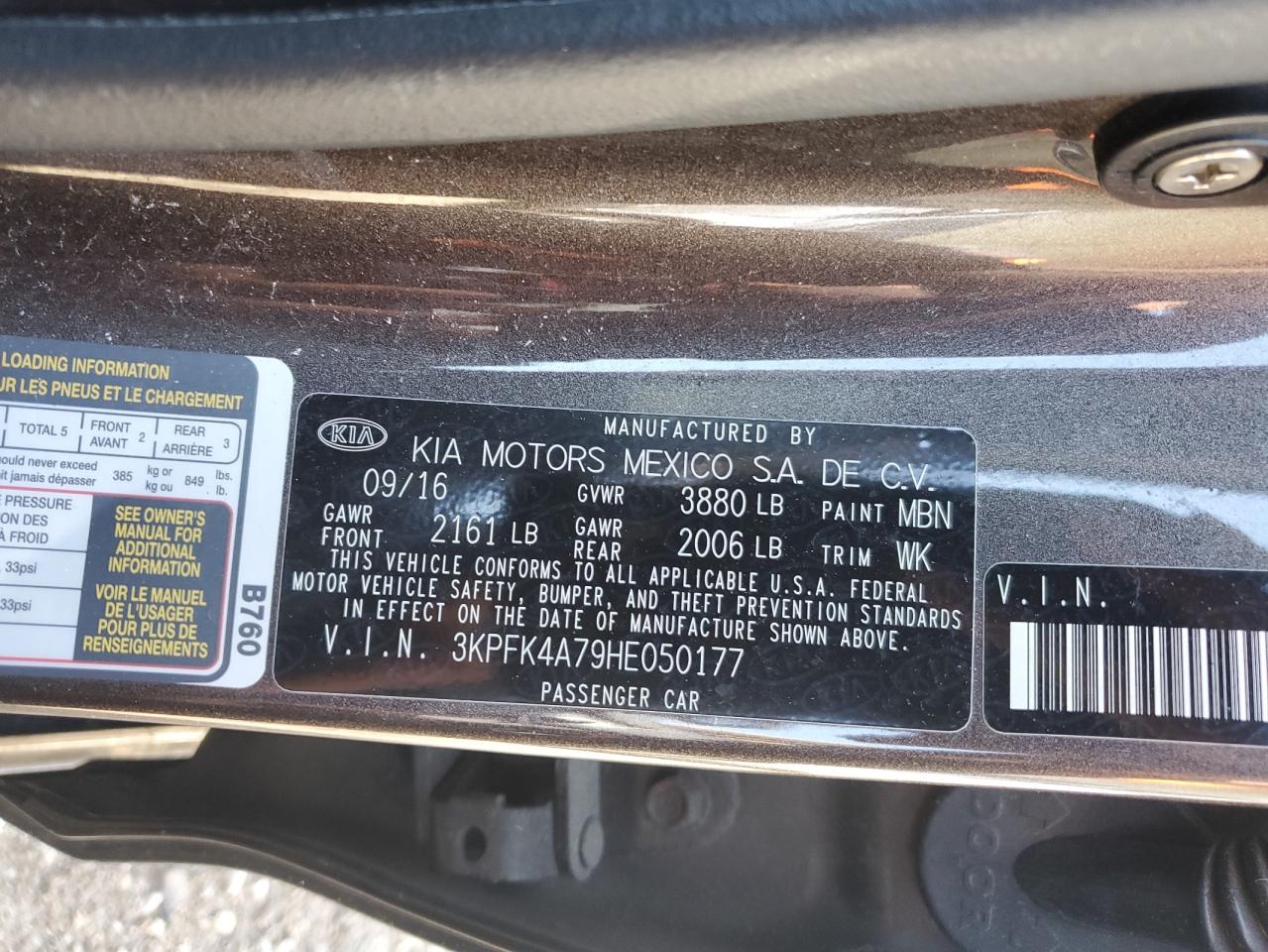 2017 Kia Forte Lx VIN: 3KPFK4A79HE050177 Lot: 51620795