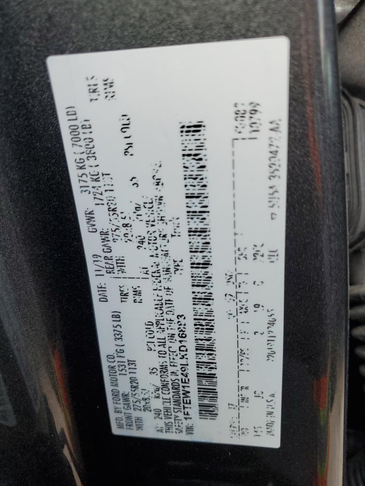 2020 Ford F150 Supercrew VIN: 1FTEW1E49LKD16883 Lot: 53402155