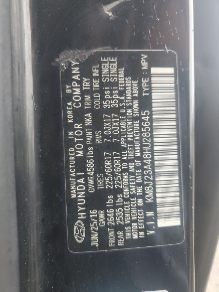 2017 Hyundai Tucson Se VIN: KM8J23A48HU285645 Lot: 51362675