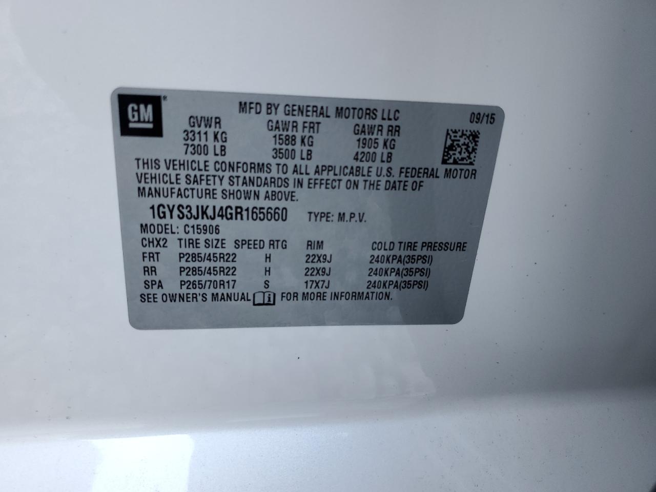 2016 Cadillac Escalade Esv Premium VIN: 1GYS3JKJ4GR165660 Lot: 53505835