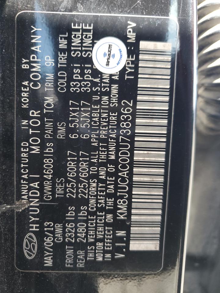 2013 Hyundai Tucson Gls VIN: KMHJUCAC0DU738362 Lot: 51943665