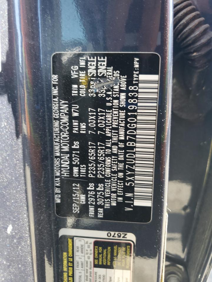 2013 Hyundai Santa Fe Sport VIN: 5XYZUDLB7DG019838 Lot: 55119295