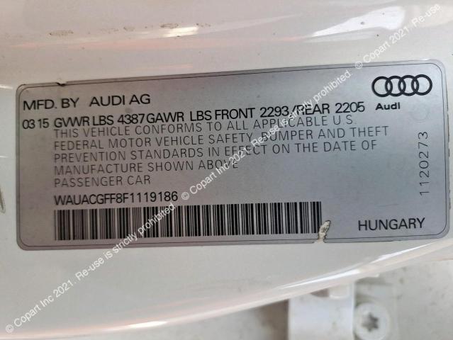 WAUACGFF8F1119186 - 2015 AUDI A3 - #52960733