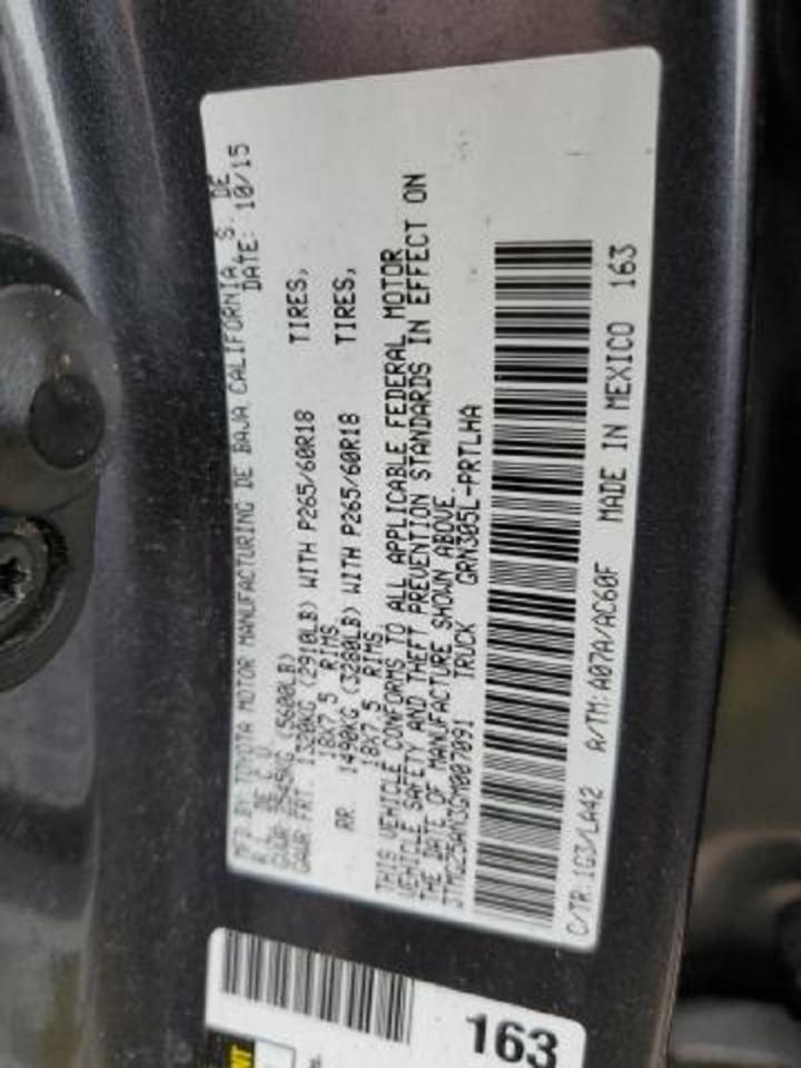 2016 Toyota Tacoma Double Cab VIN: 3TMGZ5AN3GM007091 Lot: 52904273