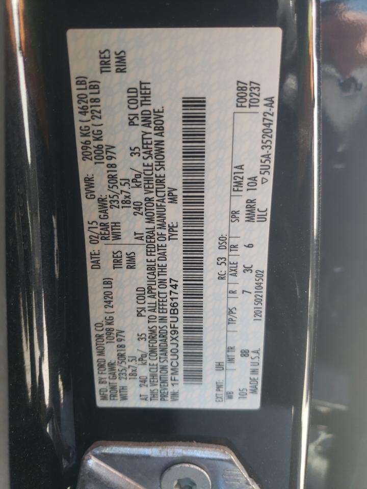 2015 Ford Escape Titanium VIN: 1FMCU0JX9FUB61747 Lot: 50790033